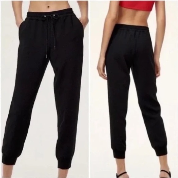 Aritzia Pants - ARITZIA Wilfred Black Buffon Pant Cuffed Ankle Jogger Trousers Size M